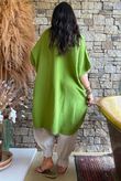 Tasha Cushion Cotton Oversized Shirt Tunic Verde
